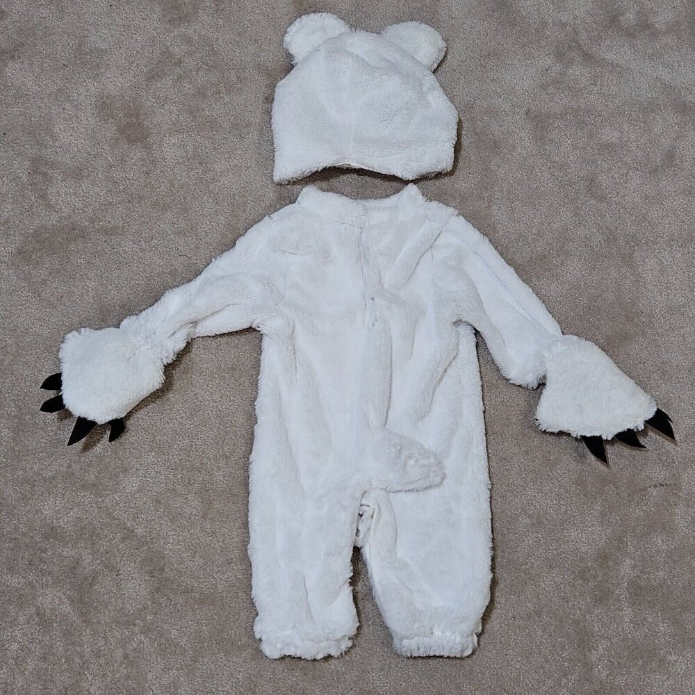 Polar Bear Cub Costume Halloween Infant 6-12 Months Outfit Headpiece Purple Ears - Picture 5 of 10